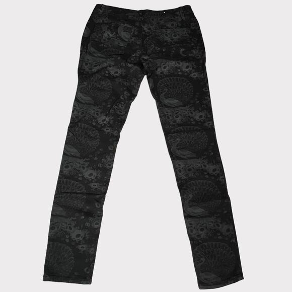 Xhilaration Jeans Peacock Print Juniors 7 Black Gray - Picture 3 of 12